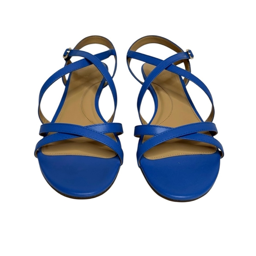 Talbots Capri Nappa Wedge Strappy Sandals Gold Buckle Size 7M